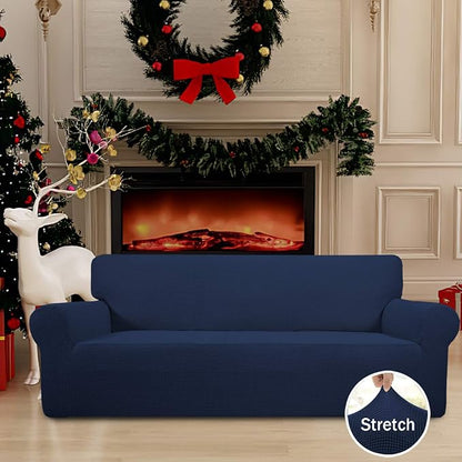 Easy-Going Stretch Oversized Sofa Couch Slipcover Washable Navy | 1-Piece Extra - Image 2