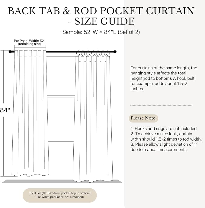 NICETOWN Flax Linen Birch Curtains 84 inch Long, Rod Pocket & Back Tab Semi - Image 7