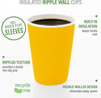 Restaurantware-4 Ounce Paper Coffee Cups, 25 Ripple Wall Disposable Paper Cups - Leakproof, Recyclable, Yellow Paper Hot Cups, Insulated, Matching Lids Sold Separately