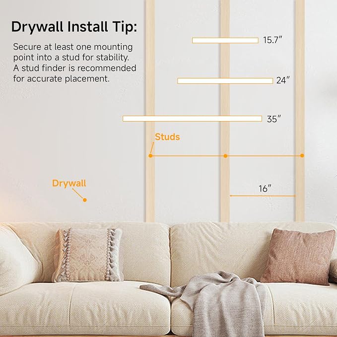 Oak Floating Shelves Set of 2，35.43in Wall Mounted Display Ledge Shelves - Image 5