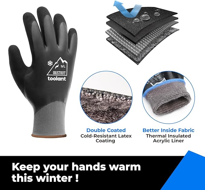 Waterproof Winter Work Gloves for Men and Women, Touchscreen, Freezer Gloves, Thermal Insulated, for Cold Weather