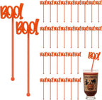 30 Pcs Halloween Swizzle Sticks Plastic Coffee and Cocktail Stirrers Fall Thanksgiving Drink Stirrers Cocktail Mixers for Halloween Fall Autumn Party Tea Coffee Bar Decoration(Boo)