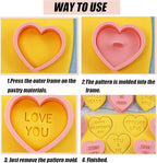 Heart Cookie Cutter Set, 10 Pcs 3D Pressable Biscuit Cutter and Stamps, Valentine's Day Cookie Molds Wedding Party DIY Cake Decorating Kit (B10)