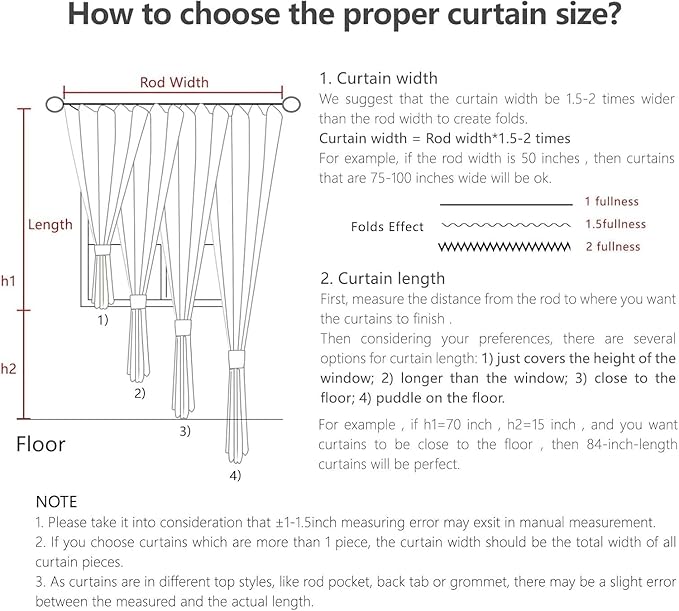 Joydeco Linen Curtains 96 Inch Length 2 Panel Sets, Light Filtering Curtains - Image 8