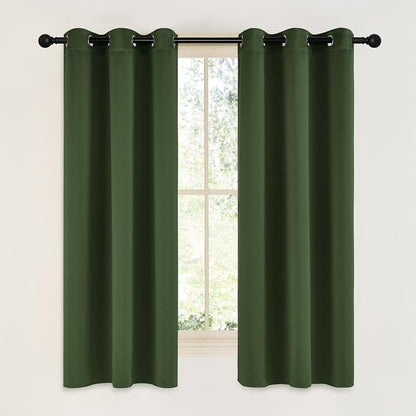 NICETOWN Dark Green Blackout Cafe Satin Curtains by NICETOWN