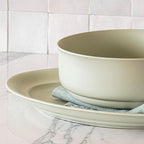 over&back Rim Stoneware Serving Platter - Elegant 1-Piece Oval Serving Platter to Complete Your Kitchen Set - 16" L x 10.8" W Semi-Matte Sage