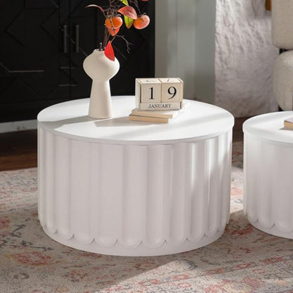 46.46'' White Round Coffee Table Set of 2 - Image 6