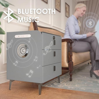 Smart Nightstand with Fingerprint Lock Drawer, Nightstand with Wireless Charging - Image 7
