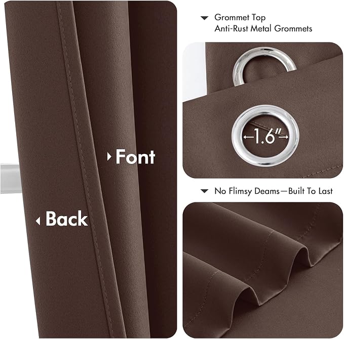 MIULEE Blackout Curtains for Bedroom 2 Panels 40 x 45 Inch Long Dark Brown | - Image 4