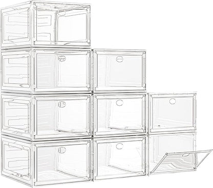 7 code Large Clear Shoe Boxes Organizer【Thicker Material】 Stronger Shoe Box by 7+code