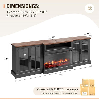 98" Farmhouse TV Stand with 36" Fireplace - Image 6