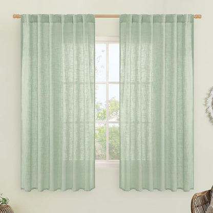 Semi Sheer Linen Curtains 63 Inch by LAMIT