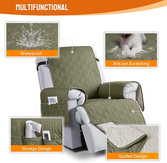 VANSOFY 100% Waterproof Recliner Chair Covers, Recliner Cover Non-Slip Dog - Image 4