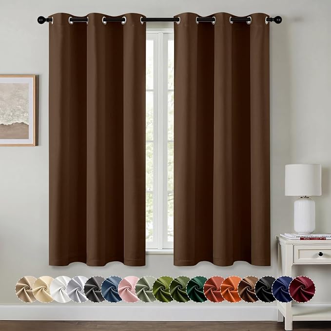 MIULEE Blackout Curtains for Bedroom 2 Panels 40 x 63 Inch Long Brown | Thermal by MIULEE