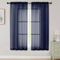 Sheer Navy Blue Curtains for Bedroom Living Room 63 Inch Length 2 Panels by WelvetBLK