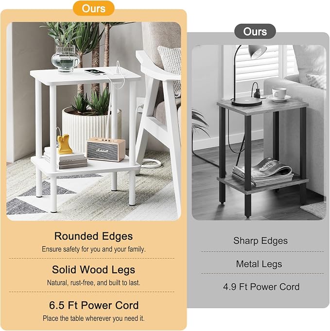 Apicizon 2 Tier End Table Set of 2, Small Side Table - Image 7