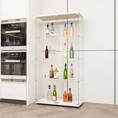 FLYMUHJIA Glass Display Cabinet Kitchen Pantry Storage Cabinet Corner Bar - Image 2