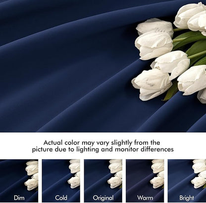 MIULEE Navy Blue Back Tab Blackout Curtains 52x96 Inch Long 2 Panels Set | Rod - Image 8