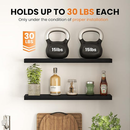 Fun Memories Floating Shelves for Wall, 24 Inch Set of 2 Rustic Wood Wall - Image 6