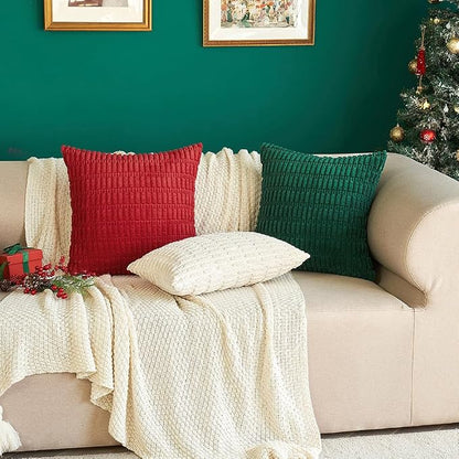 MIULEE Corduroy Decorative Throw Pillow Covers 18x18 Dark Green Pack of 2 | - Image 8