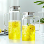 42OZ Glass Pitcher with Lid and Spout, Water Jug, 1250ml Carafe for Hot/Cold Water, Large Iced Tea Pitcher for Coffee, Juice and Homemade Beverage