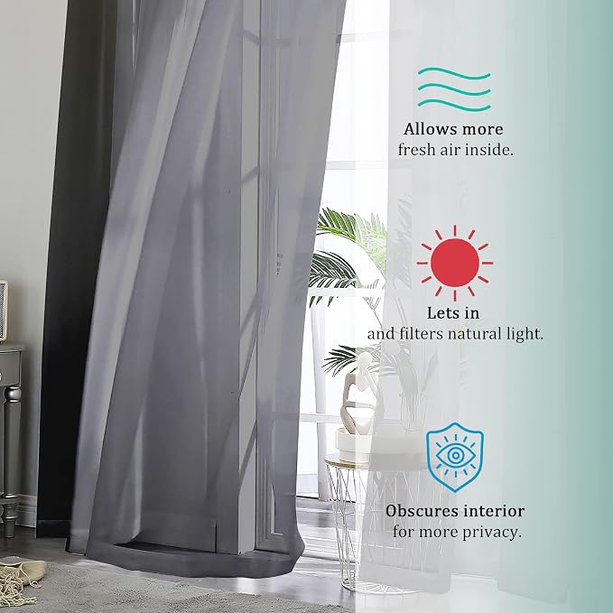 Black Sheer Curtains Dark Color Curtain Panels - Image 5