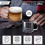 Aquach 20 oz Large Glass Coffee Mugs with Handle Set of 2 - Clear Glass Cups for Latte, Cappuccino, and Tea