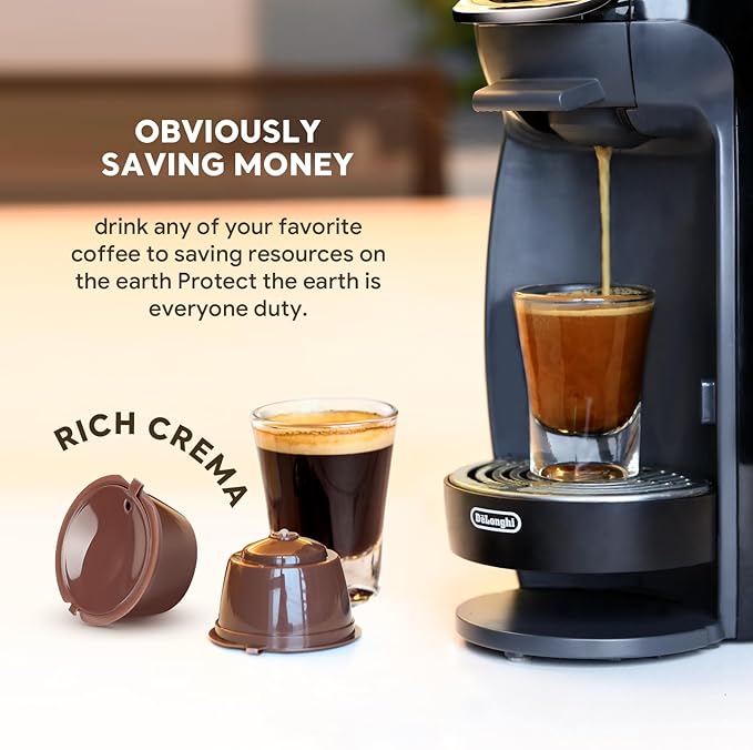 Dolc* Gu*to Refillable Capsules Reusable Coffee Pods Compatible for Nescafe Dolc* Gusto Brewers rich crema version（1Pcs Black+2 Pcs Brwon）
