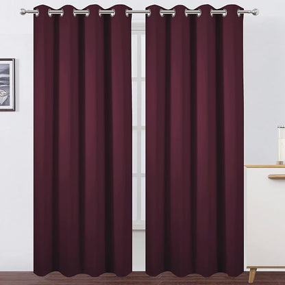 Burgundy Red Thermal Blackout Curtains/52 x 108 Inch/Set of 2 Panels Room by Lemomo