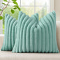 decorUhome Fall Faux Fur Throw Pillow Covers 26x26 Set of 2 Aqua | Decorative by decorUhome