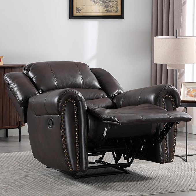 CANMOV Leather Recliner Chair Set of 2, Classic and Traditional Manual Recliner - Image 8