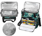 Turquoise Teal Leaves Coffee Maker Carring Bag Travel Carrying Storage Tote Bag Compatible with Keurig K-Mini or K-Mini Plus Portable Single Serve Coffee Brewer Case with Pockets for K-cup Pad