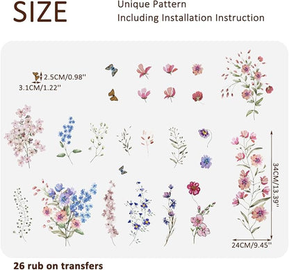 Vintage Floral Rub on Transfer for Furniture Large Flower UV DTF Transfer - Image 2