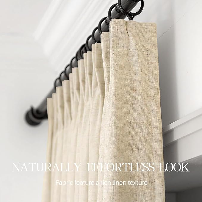Pinch Pleated Linen Curtains 100% Blackout 95 Inches Long - Image 4