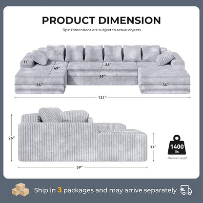 131'' U Shaped Sectional Couches - Image 2