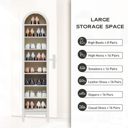 IFGET 71" Tall Arched Bookshelf, 8 Tiers Arch Bookcase - Image 4
