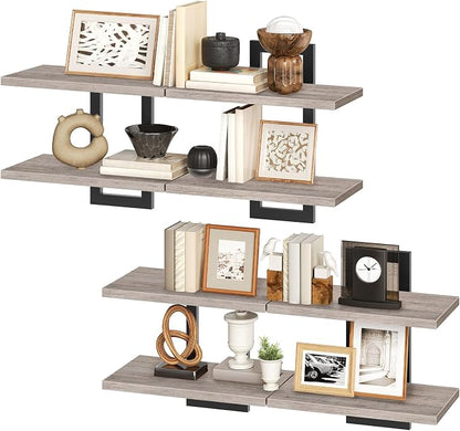 HOOBRO Floating Shelves, 15 Inch Wall Shelf Set of 4, Wall Mounted Storage - Image 8