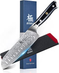 KYOKU Gin Series 7" Santoku Knife, Japanese Chef Knife VG10 Damascus Stainless Steel Kitchen Knife with Silver Ion Blade G10 Handle Mosaic Pin