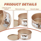 4 Pcs 6 Inch Non Stick Springform Pan with Removable Bottom Carbon Steel Round Springform Cheesecake Pan with Stainless Steel Spring Buckles for Baking Kitchens Restaurant(Champagne Gold)
