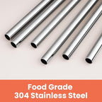 Tomorotec 6-Pack Reusable Stainless-Steel Straws with Silicone Tips, 3 Sizes Compatible with Stanley Tumblers 40OZ 30OZ 20OZ 14OZ, Dishwasher Safe, Includes 2 Cleaning Brushes (Dark Rainbow)