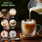 Glass Coffee Cups Set of 4, 8.5oz Double Walled Glass Mugs with Handles, Clear Insulated Coffee Mug Espresso Cups, Cappuccino Latte Tea Cups Set, Heat Resistant Borosilicate Clear Glasses