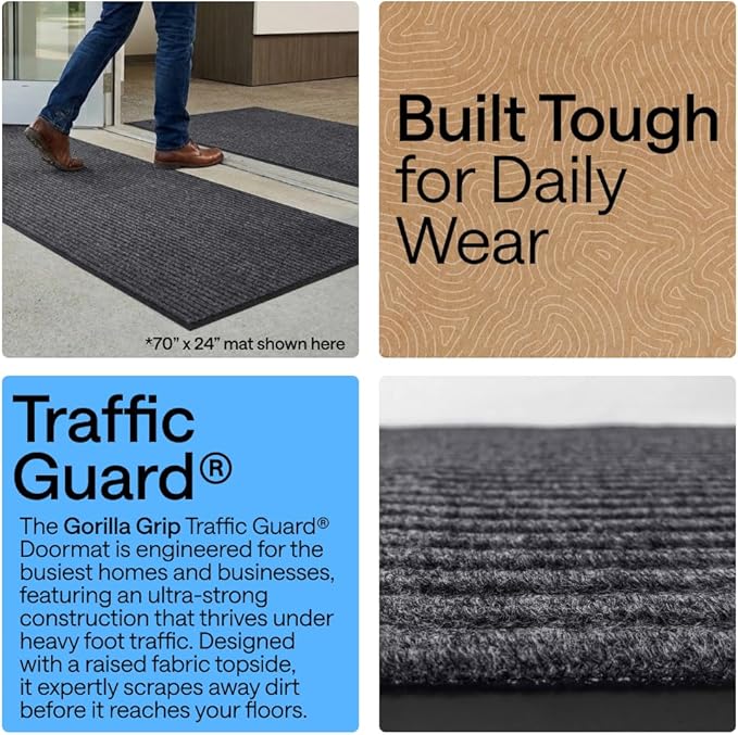 GORILLA GRIP Waterproof Traffic Guard Door Mat, Indoor Outdoor Heavy Duty - Image 3