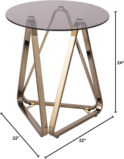 SEI Furniture - Stondon Round End Table - Transitional Design, Champagne Metal - Image 9