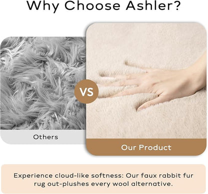 Ashler Faux Fur Rug, Upgraded Soft Faux Rabbit Fur, 2 x 6 Feet, Machine - Image 3