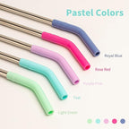 Stainless Steel Straw for 20 oz YETI Tumbler, 8.5in Metal Straight Straws Reusable with Silicone Tip for Milk, Juice, Cola, Coffee- 2 Cleaning Brushes & 1 Portable Bag