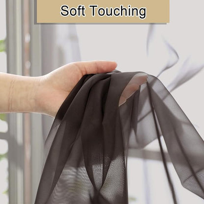 Chocolate Sheer Curtains 96 Inches Long 2 Panels, Voile Breathable Sheer Curtain - Image 3