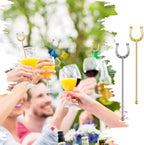 6 Inch Derby Drink Plastic Stirrers Swizzle Sticks for Cocktails Coffee Reusable U Shaped Horseshoe Drink Stirrers for Coffee Beverage Party Bar Weddings Events(Gold,silver,30 Pcs)