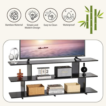 Bamboo TV Stand for TVs up to 65", 3 Tier Accent Entertainment Center - Image 7