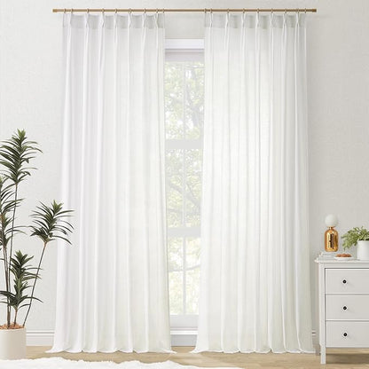 Topfinel Neutral White Linen Curtains 96 Inches Long - Image 9
