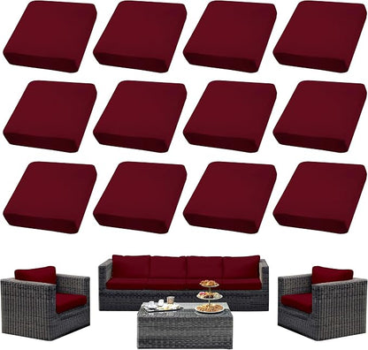 14PCS Patio Cushion Covers, Patio Furniture Couch Seat Slipcovers | Washable by SUKAIKEQA